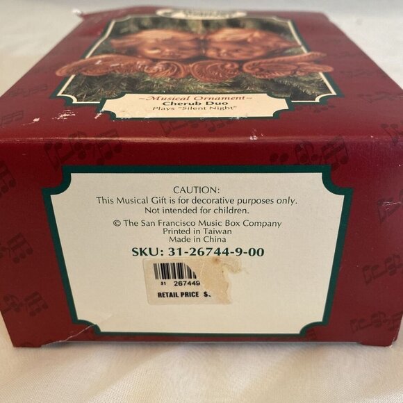 The San Francisco Music‎ Box Co Cherub Duo Musical Ornament Xmas Silent Night - Picture 8 of 13